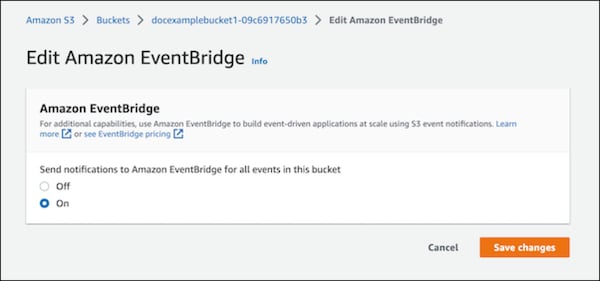 Amazon EventBridge enable notifications for all events in bucket