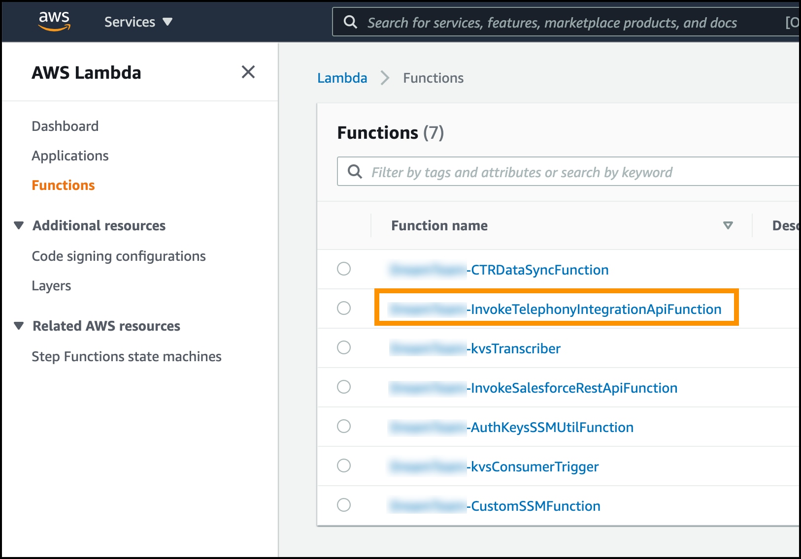 List of lambda functions