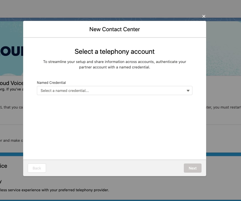 New contact center telephony account