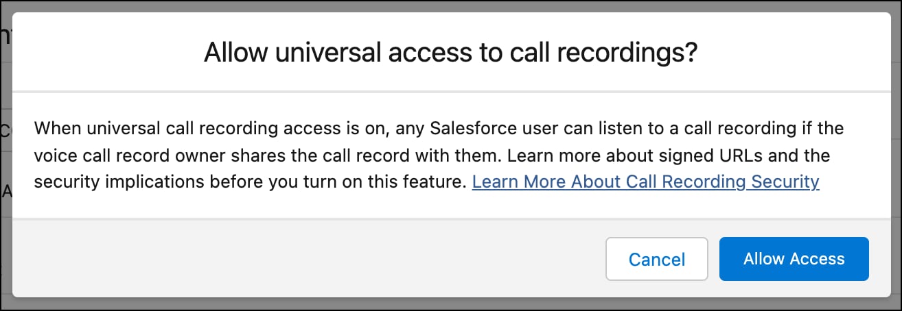 Allow universal call recording