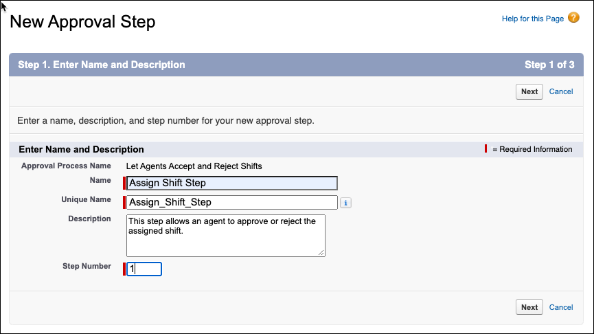 Enter a name for approval step.