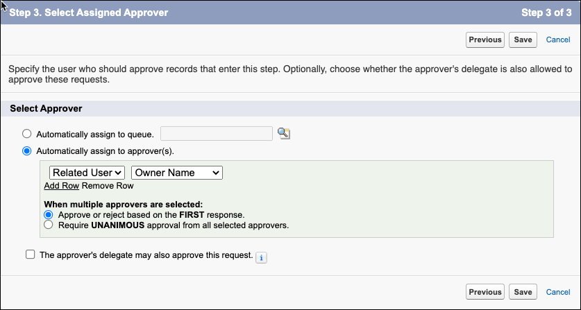 Select assigned approver.