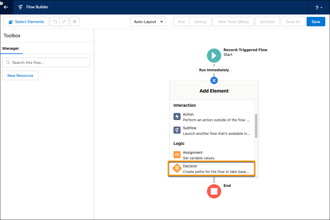 Add a decision element.