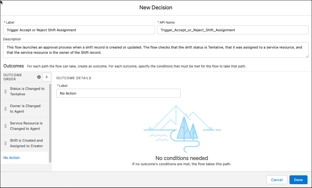 Enter a label for the default outcome..